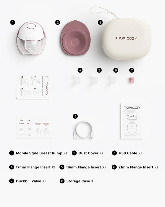 Momcozy M6 Wearable Single Electric Breast Pump-2nd-Gen Motor for Powerful Suction-3 Modes & 9 Levels-Flange Size-24mm-Red