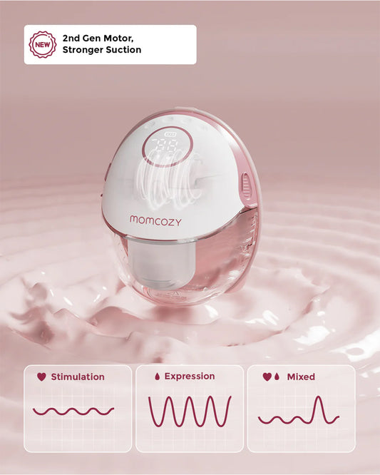 Momcozy M6 Wearable Single Electric Breast Pump-2nd-Gen Motor for Powerful Suction-3 Modes & 9 Levels-Flange Size-24mm-Red