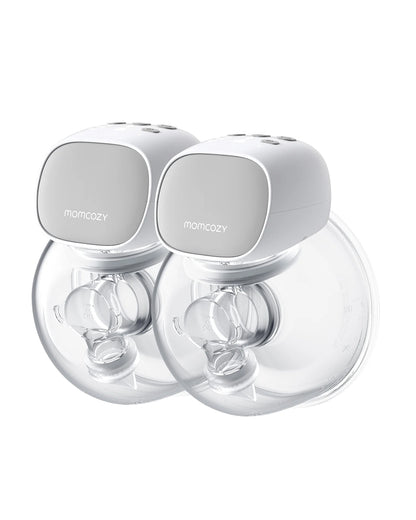 Momcozy S9 Pro Wearable Breast Pump-Portable, Silicone Material, With Long Battery Life-Flange Size 24mm-Hands free design with 2 modes and 9 Levels-LED Display-Quiet Motor-Grey-Pack of 2