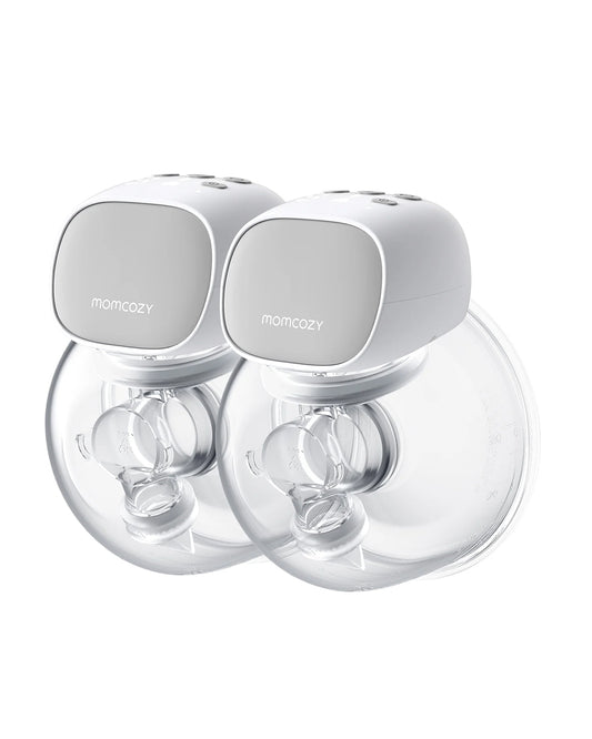 Momcozy S9 Pro Wearable Breast Pump-Portable, Silicone Material, With Long Battery Life-Flange Size 24mm-Hands free design with 2 modes and 9 Levels-LED Display-Quiet Motor-Grey-Pack of 2