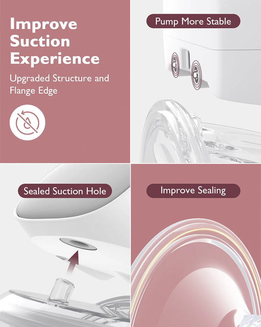 Momcozy S9 Pro Wearable Breast Pump-Portable, Silicone Material, With Long Battery Life-Flange Size 24mm-Hands free design with 2 modes and 9 Levels-LED Display-Quiet Motor-Grey-Pack of 2