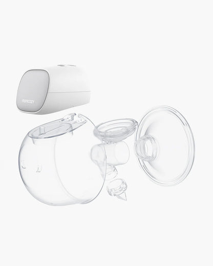 Momcozy S9 Pro Wearable Breast Pump-Portable, Silicone Material, With Long Battery Life-Flange Size 24mm-Hands free design with 2 modes and 9 Levels-LED Display-Quiet Motor-Grey-Pack of 2