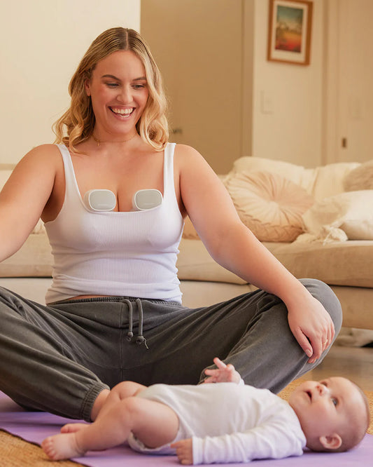 Momcozy S9 Pro Wearable Breast Pump-Portable, Silicone Material, With Long Battery Life-Flange Size 24mm-Hands free design with 2 modes and 9 Levels-LED Display-Quiet Motor-Grey-Pack of 2