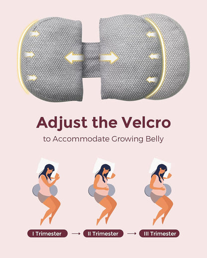 Momcozy Portable Wedge Pregnancy Pillow-with Adjustable Velcro-Grey-Removable & Washable Cover-For Maternity