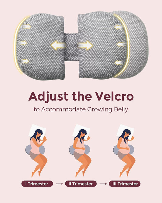 Momcozy Portable Wedge Pregnancy Pillow-with Adjustable Velcro-Grey-Removable & Washable Cover-For Maternity