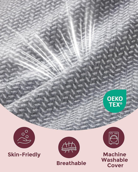 Momcozy Portable Wedge Pregnancy Pillow-with Adjustable Velcro-Grey-Removable & Washable Cover-For Maternity