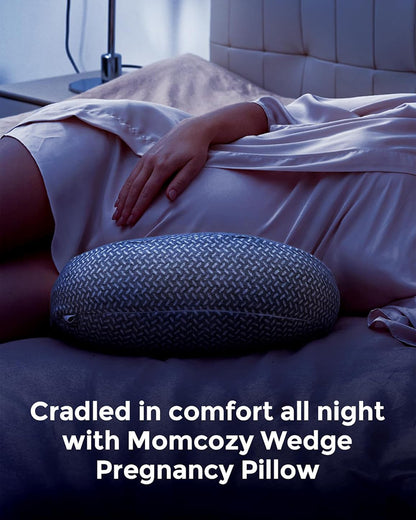 Momcozy Portable Wedge Pregnancy Pillow-with Adjustable Velcro-Grey-Removable & Washable Cover-For Maternity