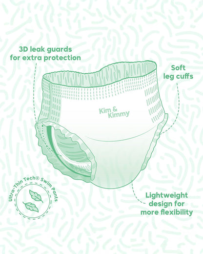 Kim & Kimmy Starfish Splash Swim Diaper Pants-Medium (6-11Kg)-With Soft & Non-Swelling Waistband