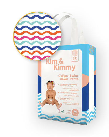 Kim & Kimmy Wave Riders Swim Diaper Pants-Medium (6-11Kg)-With Soft & Non-Swelling Waistband
