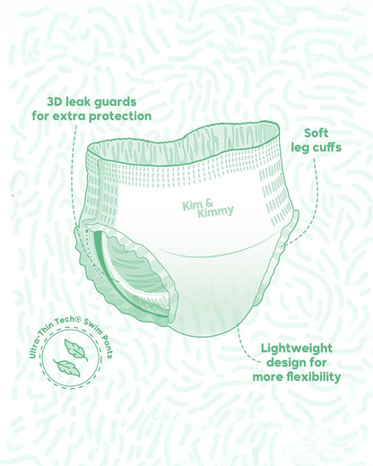 Kim & Kimmy Wave Riders Swim Diaper Pants-Medium (6-11Kg)-With Soft & Non-Swelling Waistband