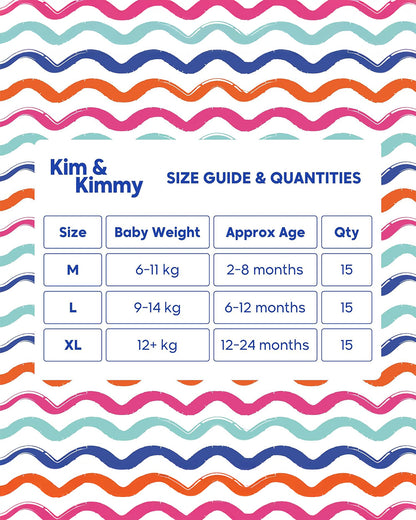 Kim & Kimmy Wave Riders Swim Diaper Pants-Medium (6-11Kg)-With Soft & Non-Swelling Waistband