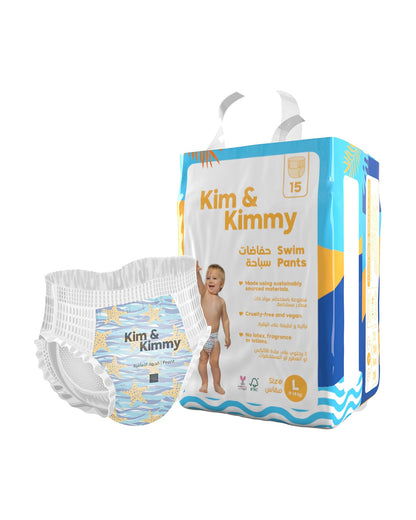 Kim & Kimmy Starfish Splash Swim Diaper Pants-Large (9-14Kg)-With Soft & Non-Swelling Waistband