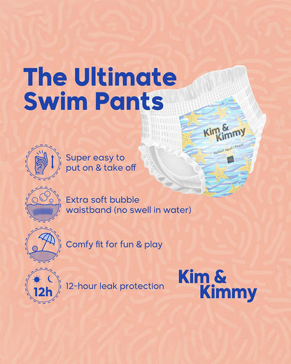 Kim & Kimmy Starfish Splash Swim Diaper Pants-Large (9-14Kg)-With Soft & Non-Swelling Waistband