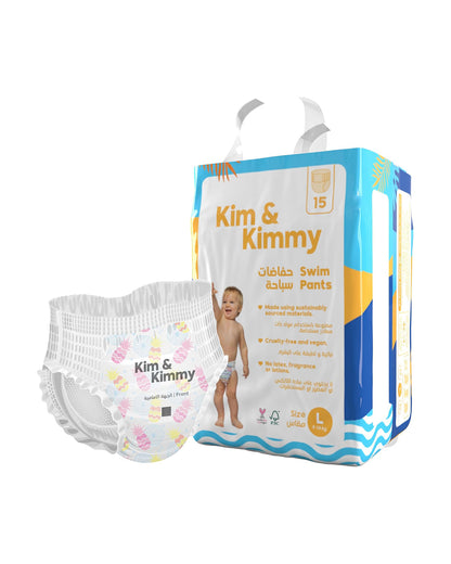 Kim & Kimmy Tropical Pineapple Swim Diaper Pants-Large (9-14Kg)-With Soft & Non-Swelling Waistband