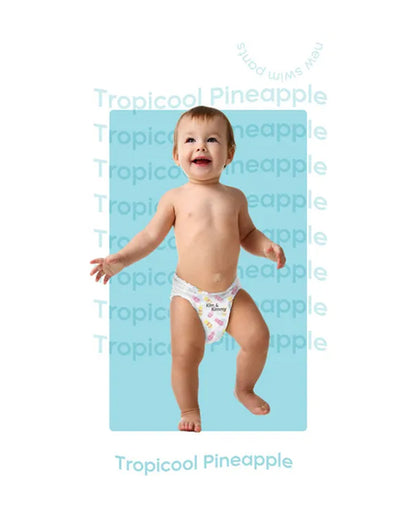 Kim & Kimmy Tropical Pineapple Swim Diaper Pants-Large (9-14Kg)-With Soft & Non-Swelling Waistband