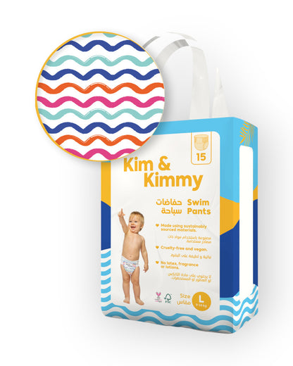 Kim & Kimmy Wave Riders Swim Diaper Pants-Large (9-14Kg)-With Soft & Non-Swelling Waistband