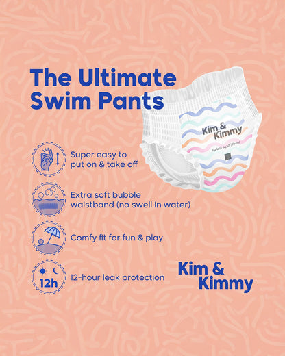 Kim & Kimmy Wave Riders Swim Diaper Pants-Large (9-14Kg)-With Soft & Non-Swelling Waistband