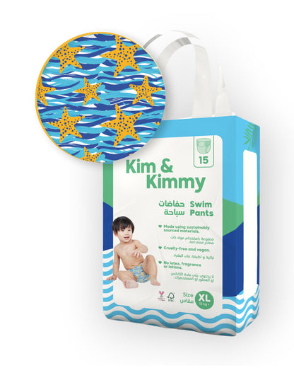 Kim & Kimmy Starfish Splash Swim Diaper Pants-Extra Large (12+Kg)-With Soft & Non-Swelling Waistband