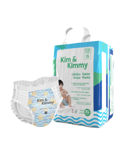 Kim & Kimmy Starfish Splash Swim Diaper Pants-Extra Large (12+Kg)-With Soft & Non-Swelling Waistband