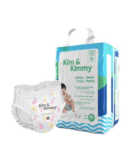 Kim & Kimmy Tropical Pineapple Swim Diaper Pants-Extra Large (12+Kg)-With Soft & Non-Swelling Waistband