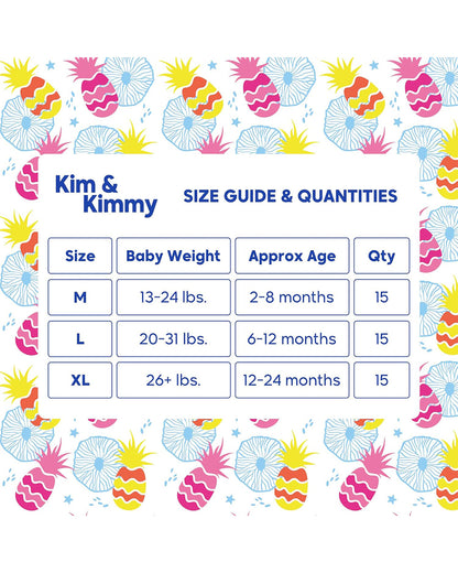 Kim & Kimmy Tropical Pineapple Swim Diaper Pants-Extra Large (12+Kg)-With Soft & Non-Swelling Waistband