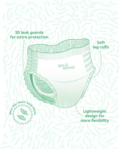Kim & Kimmy Wave Riders Swim Diaper Pants-Extra Large (12+Kg)-With Soft & Non-Swelling Waistband