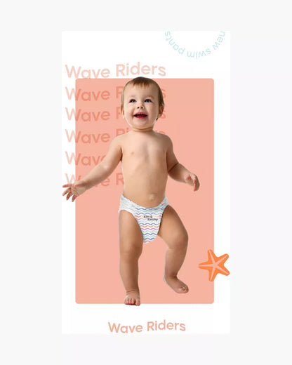 Kim & Kimmy Wave Riders Swim Diaper Pants-Extra Large (12+Kg)-With Soft & Non-Swelling Waistband