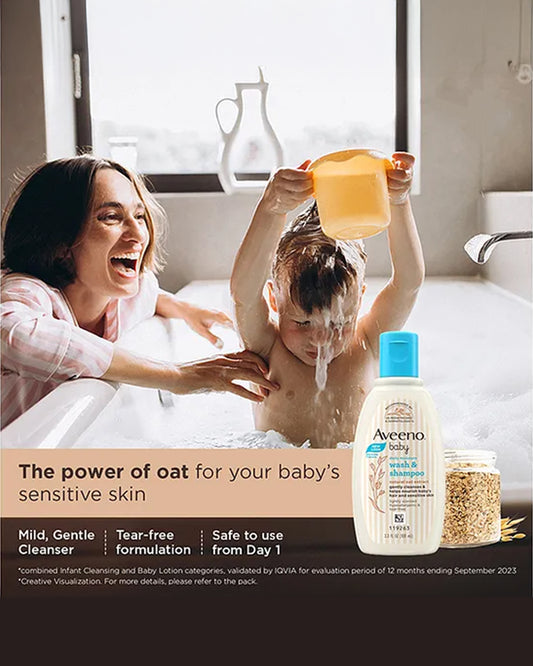 Aveeno Baby Daily Moisture Body Wash & Shampoo-Top To Toe Wash-With Glycerin & Oatmeal Extract-For Gentle Cleansing & Moisturizing