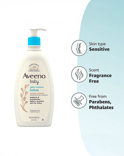 Aveeno Baby Daily Moisture Lotion-With Glycerin & Oatmeal Extract-Moisturizes, Soothes & Strengthens Skin Barrier