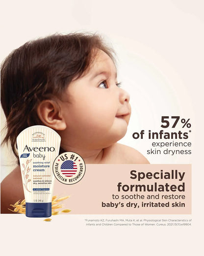 Aveeno Baby Soothing Relief Moisture Cream-With Glycerin & Oatmeal Extract-Soothes, Moisturizes & Strengthens Skin Barrier