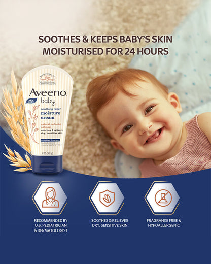Aveeno Baby Soothing Relief Moisture Cream-With Glycerin & Oatmeal Extract-Soothes, Moisturizes & Strengthens Skin Barrier