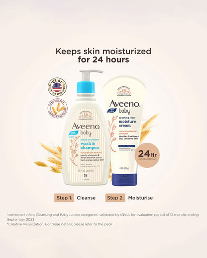 Aveeno Baby Soothing Relief Moisture Cream-With Glycerin & Oatmeal Extract-Soothes, Moisturizes & Strengthens Skin Barrier