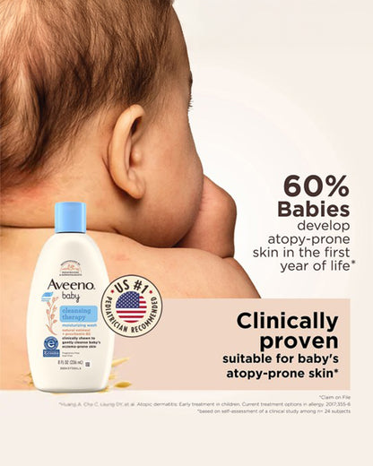 Aveeno Baby Cleansing Therapy Moisturizing Body Wash-Award Winning-With Oatmeal Extract & Provitamin B5-For Eczema Prone Skin