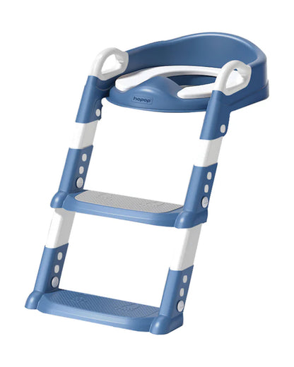 Hopop Step Up Ladder Potty Training Seat-With 6-Level Adjustable Ladder & Soft Cushion-Blue-1 to 7 Years