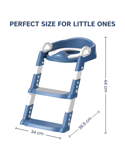 Hopop Step Up Ladder Potty Training Seat-With 6-Level Adjustable Ladder & Soft Cushion-Blue-1 to 7 Years