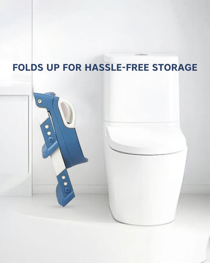 Hopop Step Up Ladder Potty Training Seat-With 6-Level Adjustable Ladder & Soft Cushion-Blue-1 to 7 Years