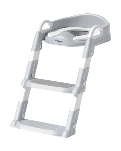 Hopop Step Up Ladder Potty Training Seat-With 6-Level Adjustable Ladder & Soft Cushion-Grey-1 to 7 Years