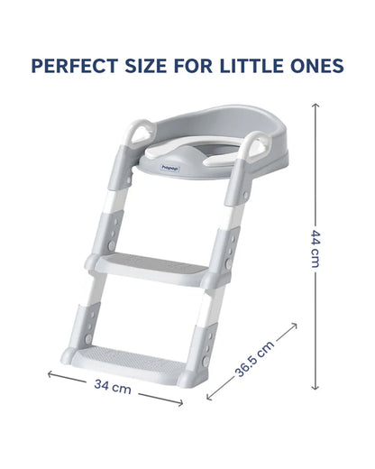 Hopop Step Up Ladder Potty Training Seat-With 6-Level Adjustable Ladder & Soft Cushion-Grey-1 to 7 Years
