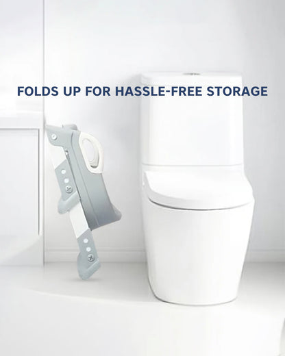 Hopop Step Up Ladder Potty Training Seat-With 6-Level Adjustable Ladder & Soft Cushion-Grey-1 to 7 Years