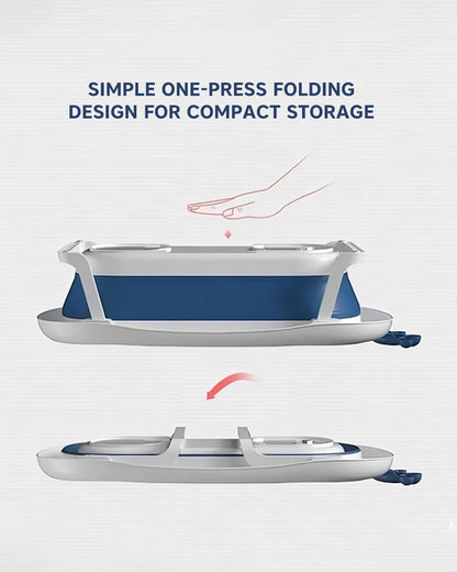 Hopop Deluxe Foldable Baby Bath Tub-With Drainage Plug & Non-Slip Surface-0 to 36M-Blue