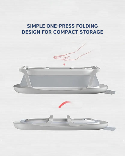 Hopop Deluxe Foldable Baby Bath Tub-With Drainage Plug & Non-Slip Surface-0 to 36M-Grey