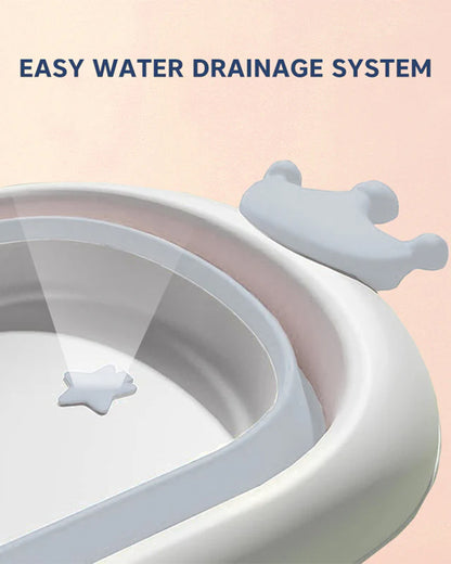 Hopop Deluxe Foldable Baby Bath Tub-With Drainage Plug & Non-Slip Surface-0 to 36M-Grey