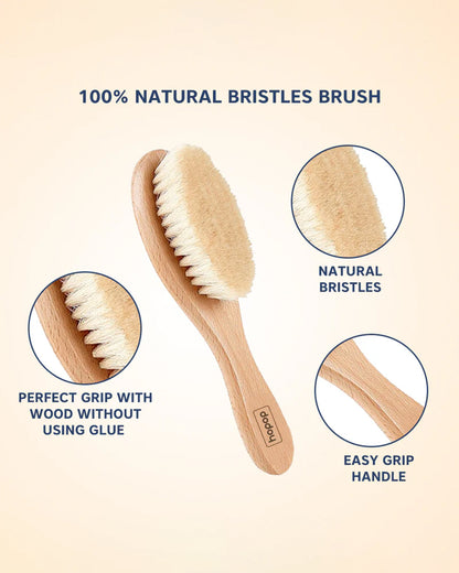 Hopop BPA-Free Baby Wooden Brush & Comb Set-With Natural Soft Bristles & Round Edges
