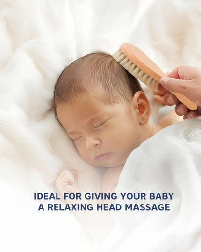 Hopop BPA-Free Baby Wooden Brush & Comb Set-With Natural Soft Bristles & Round Edges