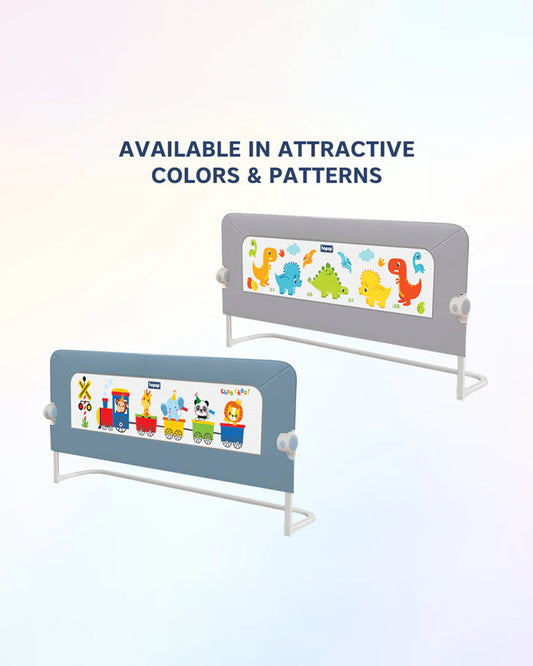 Hopop Secure Sleep Bed Guard Rail-Multi Level Height Adjustments-One Touch Folding Design-5.8ft Length-Blue-For Infants