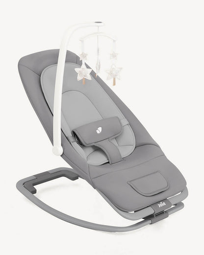 Joie Dreamer Rocker & Bouncer-3 Position Reclining Seat-2 Position Adjustable Leg Rest-With Removable & Rotating Toy Bar-2 Years Warranty-Upto 15 Kg-Arctic