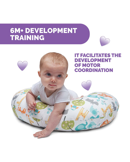 Boppy Nursing Support Pillow-Ergonomic Shape-Soft Fiber-Multifunctional Use-Peaceful Jungle-0m+