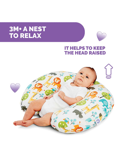Boppy Nursing Support Pillow-Ergonomic Shape-Soft Fiber-Multifunctional Use-Peaceful Jungle-0m+