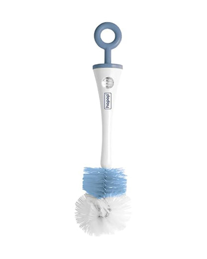 Hopop 2 in 1 Bottle & Nipple Cleaning Brush Set-Grooved Handle With Easy Hanging Storage-Durable Bristles-Comfortable Grip-Blue
