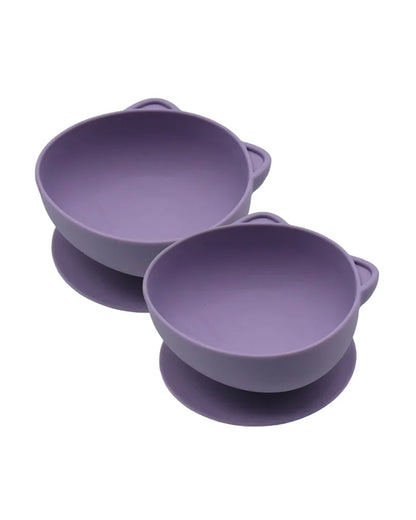 Melii Silicone Suction Bowl-Pack of 2-Purple-Microwave Safe-6M+